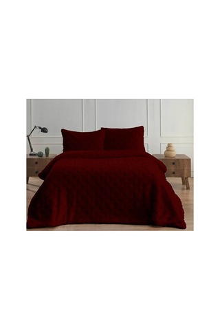 Ak Home Textile Diamond 3 Parça Pietra Çift Kişilik Kürk Comforter Yorgan Seti - 220x240 Cm - Orijinal Çantalı Bordo