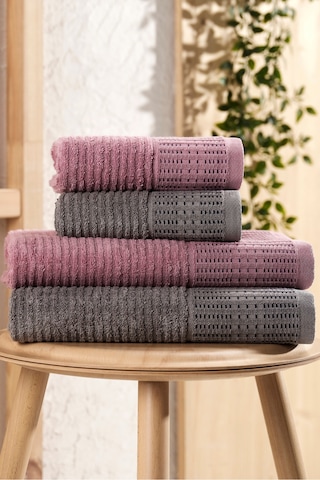 Eponj Home 4lü Havlu Seti Karaca Premium 50x85cm+90x160cm Mürdüm-antrasit Mürdüm-antrasit