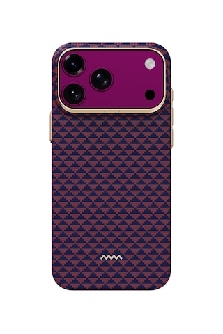Apple iPhone Uyumlu 18 Pro Max Uyumlu Kılıf M-safe Özellikli Raptic Aramid Skin Origin Serisi Karbon Kapak Bordo