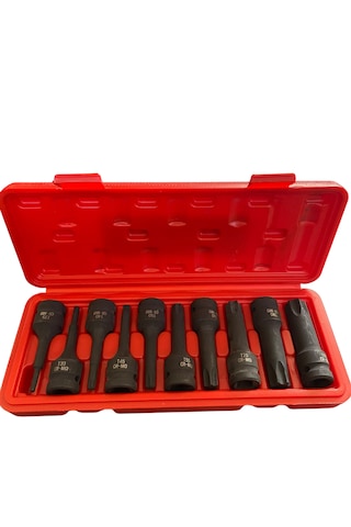 10 Parça 1/2 Darbeli Havalı Torx Lokma Seti T25-T30-T40-T45-T50-T55-T60-T70-T80-T90