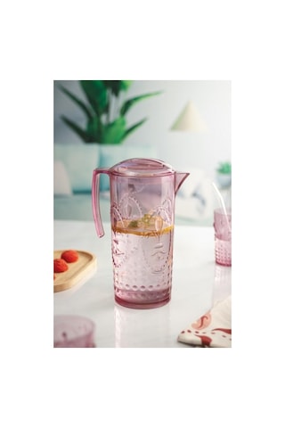 Northcity Akrilik Mürdüm Sürahi 2,3 Lt Bardak Seti + 6 Adet Kahve Yanı Bardağı 400 Ml