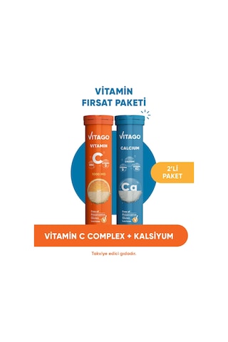 Vitago Vitamin C + Kalsiyum 2 x 20 Efervesan Tablet