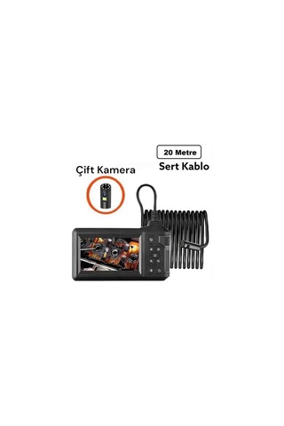 20 Metre Endoskop Ekranlı Yılan Kamera Kayıtlı 8mm 1080p Sert Kablo Ics-3320