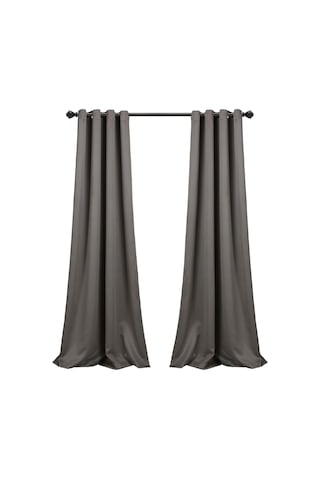 Lush Decor Lüks Karartmalı Fon Perde Metal Halkalı, Isı Izolasyonlu, Koyu Gri, 132 Cm X 213 Tek Parça
