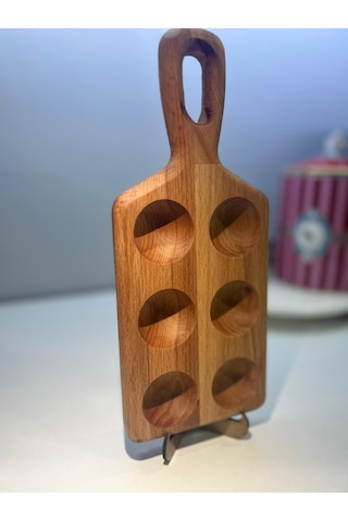 Hbs Art Design Ahşap 6 Lı Yumurtalık Saplı %100 Kayın Ağacı Açık Renk