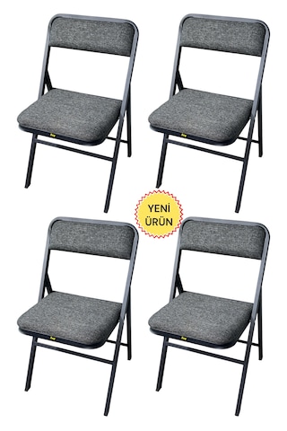 Hey 4'lü Katlanır Kamp Sandalyesi Piknik Sandalyesi Gri