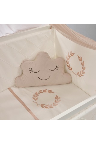 Meltem Kids Kral Sallanır Ahşap Anne Yanı Beşik 60x120 cm (beyaz-motto pudra) Pudra