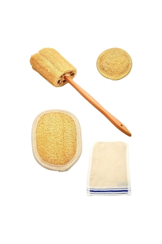 Doğal Kabak Lifi Yüz + Vücut + Sırt Banyo Hamam Kesesi 4'lü
