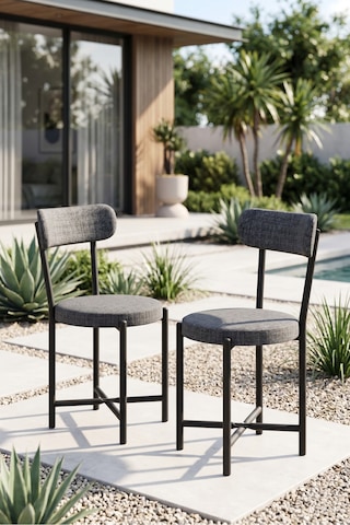 Sandalye 2 Adet Keten Kumaş Metal Ayak Modern Mutfak Sandalyesi Cafe Balkon Ofis Teddy Antrasit
