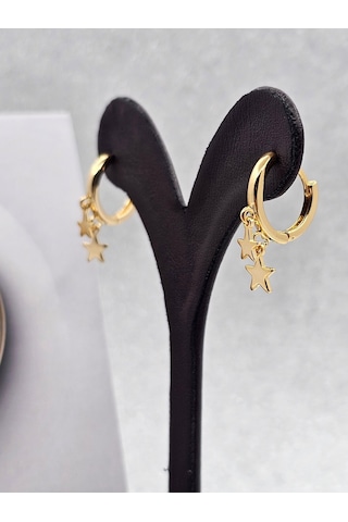 Xuping Yıldız Model Gold Renk Çelik Küpe Altın