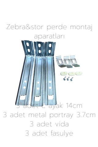 Zebra&stor Perde Duvar Montaj Aparatları 3.7cm Gri