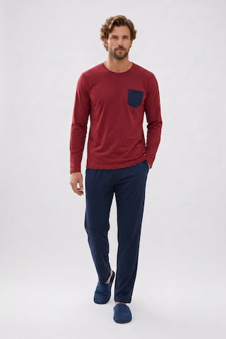 Tudors Erkek Standart Fit Rahat Kesim Uzun Kollu Pamuklu Bordo Lacivert Pijama Takımı-51176