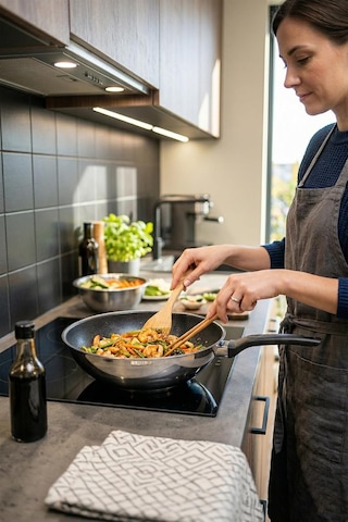 28 Cm Paslanmaz Çelik Wok Tava İndüksiyon Ocak Uyumlu Çok Renkli