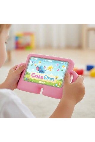 Caseonn Samsung Galaxy Uyumlu Tab S7 Fe / Tab S9 Fe Plus Kılıf Tutma Kollu Silikon Açık Pembe Diğer