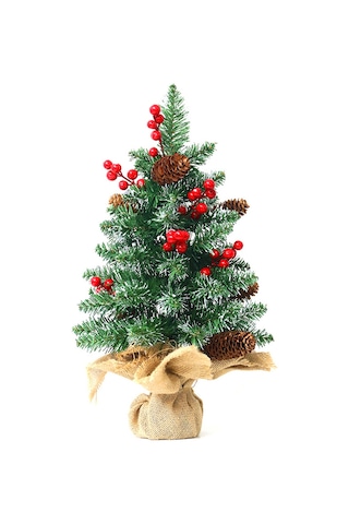 18" Mini Noel Ağaçları Yapay Masa Üstü Noel Ağacı Yeşil Kırmızı