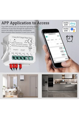 Pazly Akıllı Wifi Kontrollü 80a Çift Yönlü Güç Ölçer - Enerji Takibi Ve Zamanlayıcı