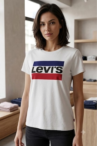 Levi's Saf Pamuk Kadın Beyaz Yuvarlak Yaka Tişört