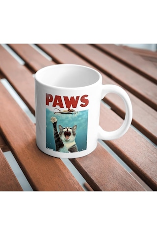 Lexroo Kedi Baskılı Kupa Bardak Paws Komik Baskılı Hediyelik Çay Kahve Kupası Diğer