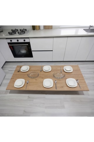 Ratemo Katlanabilir Yer Masası Yer Sofrası 119x69 Cm Metal Boru Ayaklı, Kulanıma Hazır Antik - Ceviz
