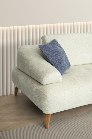 Arti Ahşap Ayaklı Beyaz 3 Lü Kanepe Beyaz