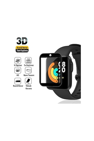 Xiaomi Mi Watch Lite 3D Full Kavisli Pmma Cam Ekran Koruyucu-Siyah (500284795)
