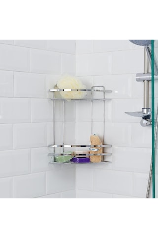 Suntel 2 Katlı Köşe Banyo Köşe Rafı Krom