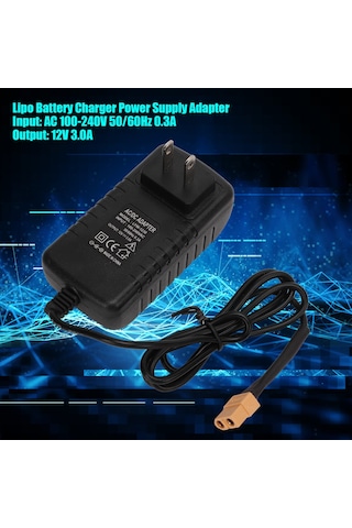 Maiyame 12v 3a Akü Şarj Adaptörü - Ac/dc Dönüştürücü, 80cm Kablolu, Xt60 Bağlantılı, Dayanıklı Abs Malzeme
