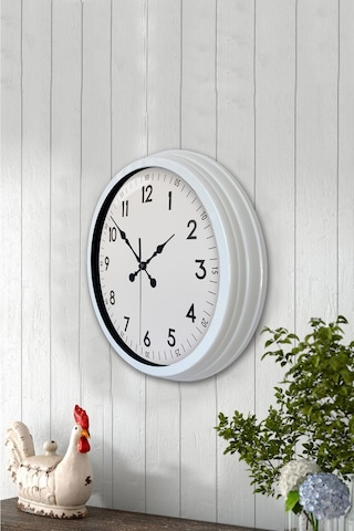 40 Cm Metal Beyaz Klasik Duvar Saati Beyaz