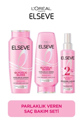 L'oréal Paris Elseve Glycolic Gloss Parlaklık Veren Saç Bakım Rutini Seti: Şampuan, Saç Kremi, Bakım Spreyi Tüm Saçlar