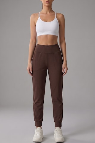 Genius Store Kadın Eşofman Yüksek Bel Jogger Scuba Kumaş Cepli Rahat Kesim Jogger Eşofman Altı Kahverengi
