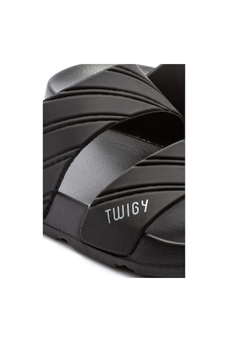 Twigy Kevin Çizgili Erkek Terlik - Siyah