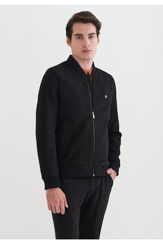 Pierre Cardin Roul Klasik Fermuarli Regular Fit Erkek Suni Deri Süet Mont Siyah
