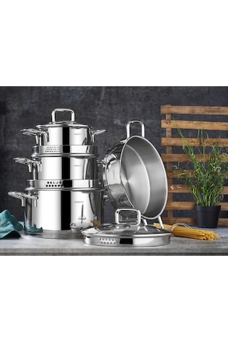 Amboss Diamond Strainer 8 Parça Tencere Seti Dıa-6572 Amboss Diamond Strainer 8 Parça Tencere Seti Dıa-6572