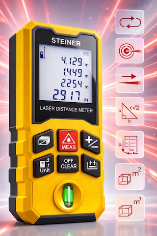 Steiner Profesyonel 50 Metre Lazer Metre Dijital Göstergeli Lazer Mesafe Ölçer Sarı