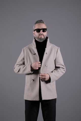 Ohepmoda Yaka Ve Kol Detaylı Erkek Kaşe Kaban Vizon
