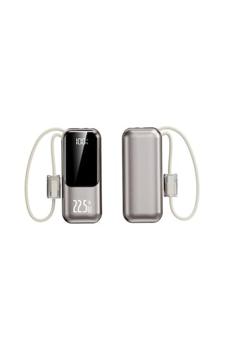 Cepini Cp-01 10.000mah 22.5w Süper Hızlı Şarj Powerbank - Ultra Kompakt Ve Kordon Kablolu Metalik