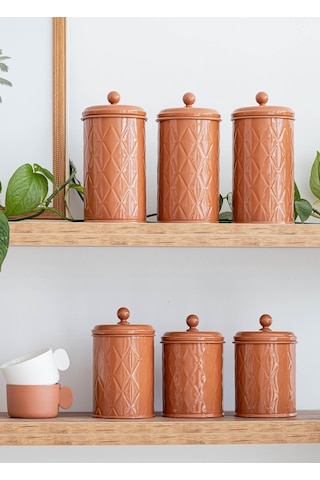 The Mia Prizma Çay Şeker Kahve Kavanozu Terracota 1 Lt