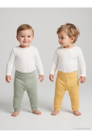 Minidamla Patiksiz Basic 2'li Set 3-12 Ay Tek Alt Bebe - Yeşil