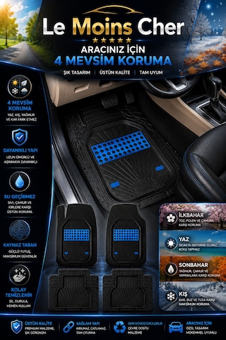 Alfa Romeo 147 Collezione Havuzlu Oto Paspası Kaymaz Taban Dayanıklı Venüs Mavi