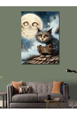 Kanvas Tablo Kitap Okuyan Kedi 100cmx140cm