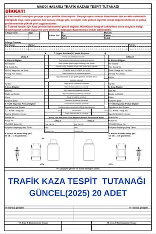 Trafik Kaza Tesit Tutanağı Güncel 2025 - 20 Adet