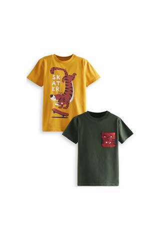 Denokids Skater Erkek Çocuk 2'li T-shirt Takım Renkli Çok Renkli