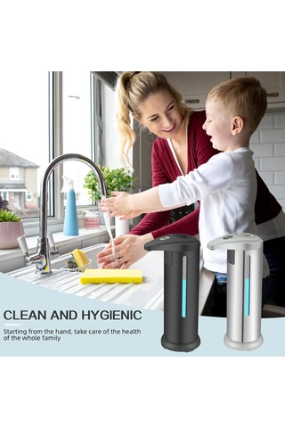 280ml Sliver-280ml Akıllı Kızılötesi Sensörlü Sabun Jel Dağıtıcı Otomatik Fotoselli El Yıkama Banyo Temizleme Tezgahı Paslanmaz Çelik