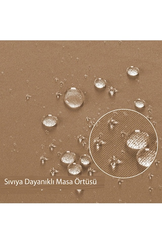 Sıvı Geçirmez Dertsiz Keten Masa Örtüsü Vizon 13 Parça