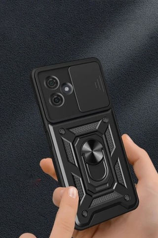 Xiaomi Redmi Note 13 Pro Plus Kılıf Pars Lens Sürgülü Yüzüklü Standlı Korumalı Kılıf