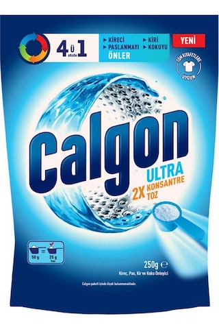 Calgon Power Kir, Pas, Kireç Ve Koku Önleyici 4'ü 1 Arada Ultra Konsantre Toz 250 G