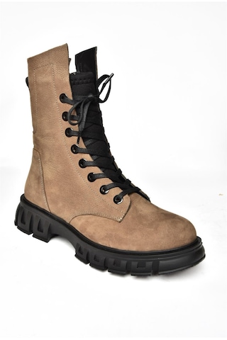 Fox Shoes N555101501 Vizon Hakiki Deri Nubuk Kadın Postal Bot Vizon