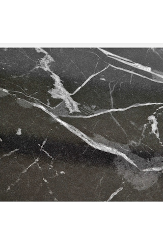 Siyah Mermer Desen Tekerlekli Orta Sehpa Metal Ayaklı