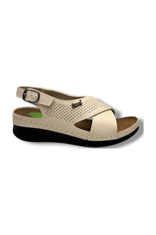 Royal Poli 780-26 Cilt Ultra Soft Jel Taban Anatomik Kadın Sandalet Bej