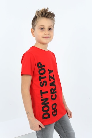 Toontoy Kids Toontoy Erkek Çocuk Dont Stop Go Crazy Baskılı Tişört Kırmızı